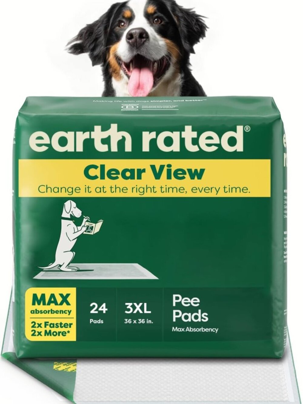Max Absorbency 3XL Dog & Puppy Pee Pads, Clear View Top, 24 Count - Leakproof